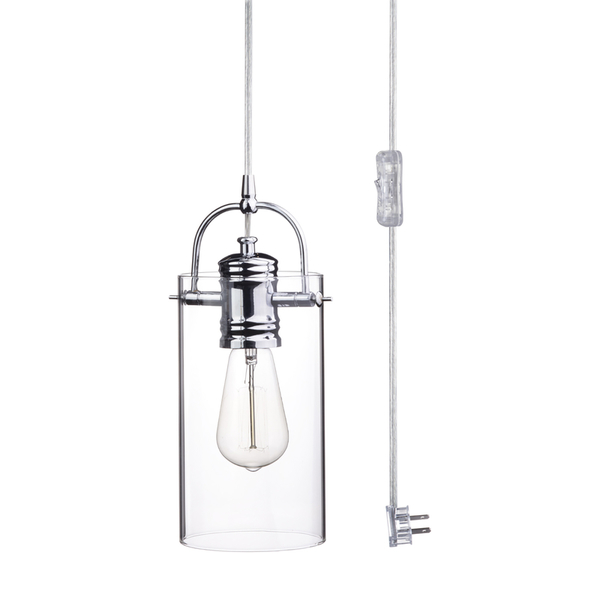 Globe Electric Pendant Chrm/Glass 1Lt 65714